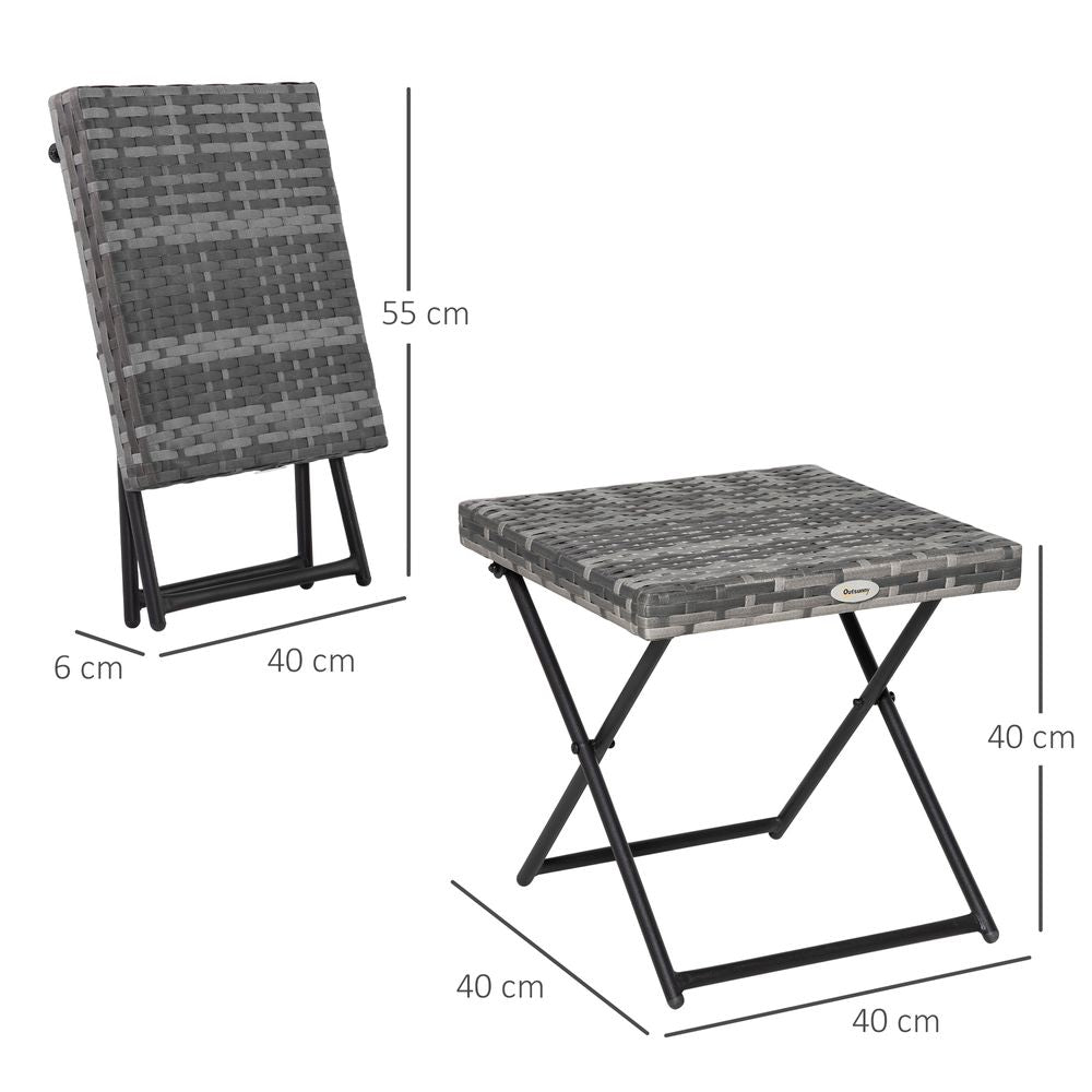 Folding Square Rattan Coffee Table Bistro Balcony Garden Steel  Outsunny - anydaydirect