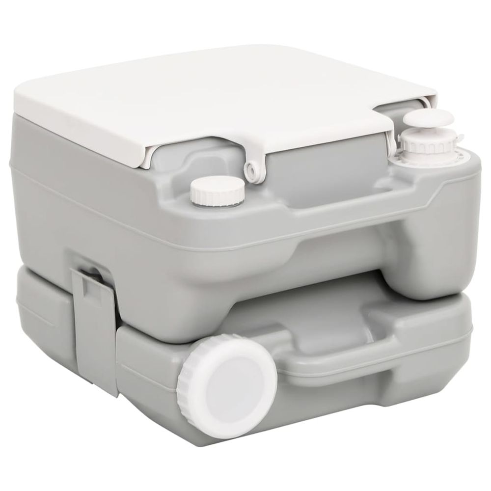 Portable Camping Toilet Grey and White 10+10 L HDPE - anydaydirect