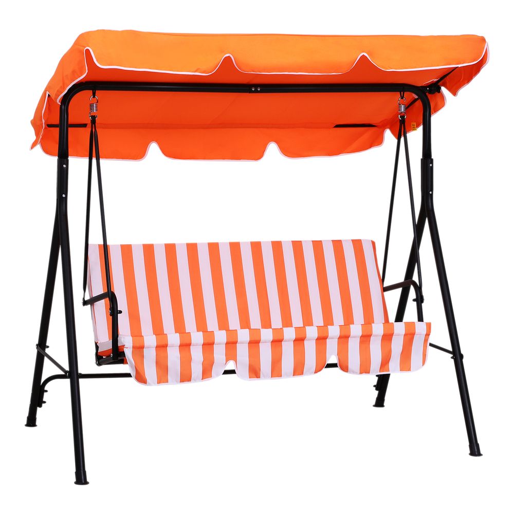 Outsunny Outdoor Metal Swing Chair 3-Seater Patio Bench Garden Orange - anydaydirect