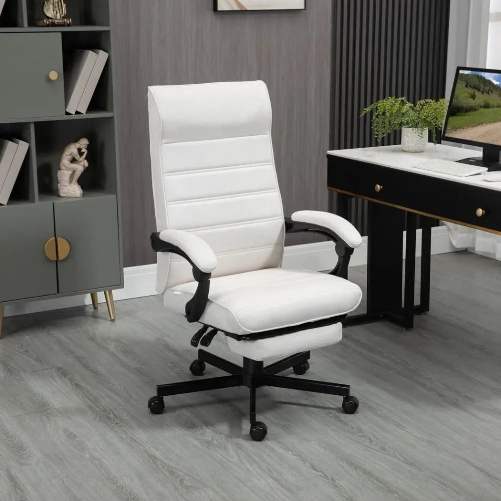 Home Office Chair High-Back Reclining Chair for Bedroom Study Living Room White - anydaydirect