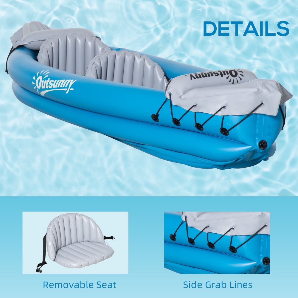 Inflatable Kayak Two-Person Inflatable Boat Air Pump, Aluminium Oars Outsunny - anydaydirect