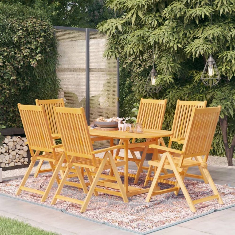 7 Piece Garden Dining Set Solid Teak Wood - anydaydirect