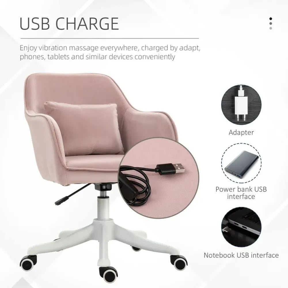 Office Chair with Rechargeable Electric Vibration Massage Lumbar Pillow, Wheels - anydaydirect