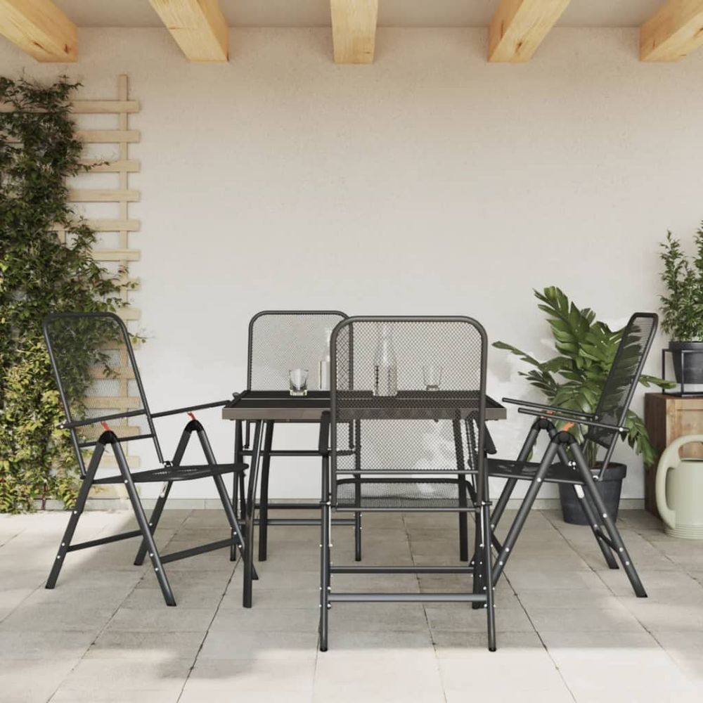 vidaXL 5 Piece Garden Dining Set Anthracite Metal Mesh - anydaydirect