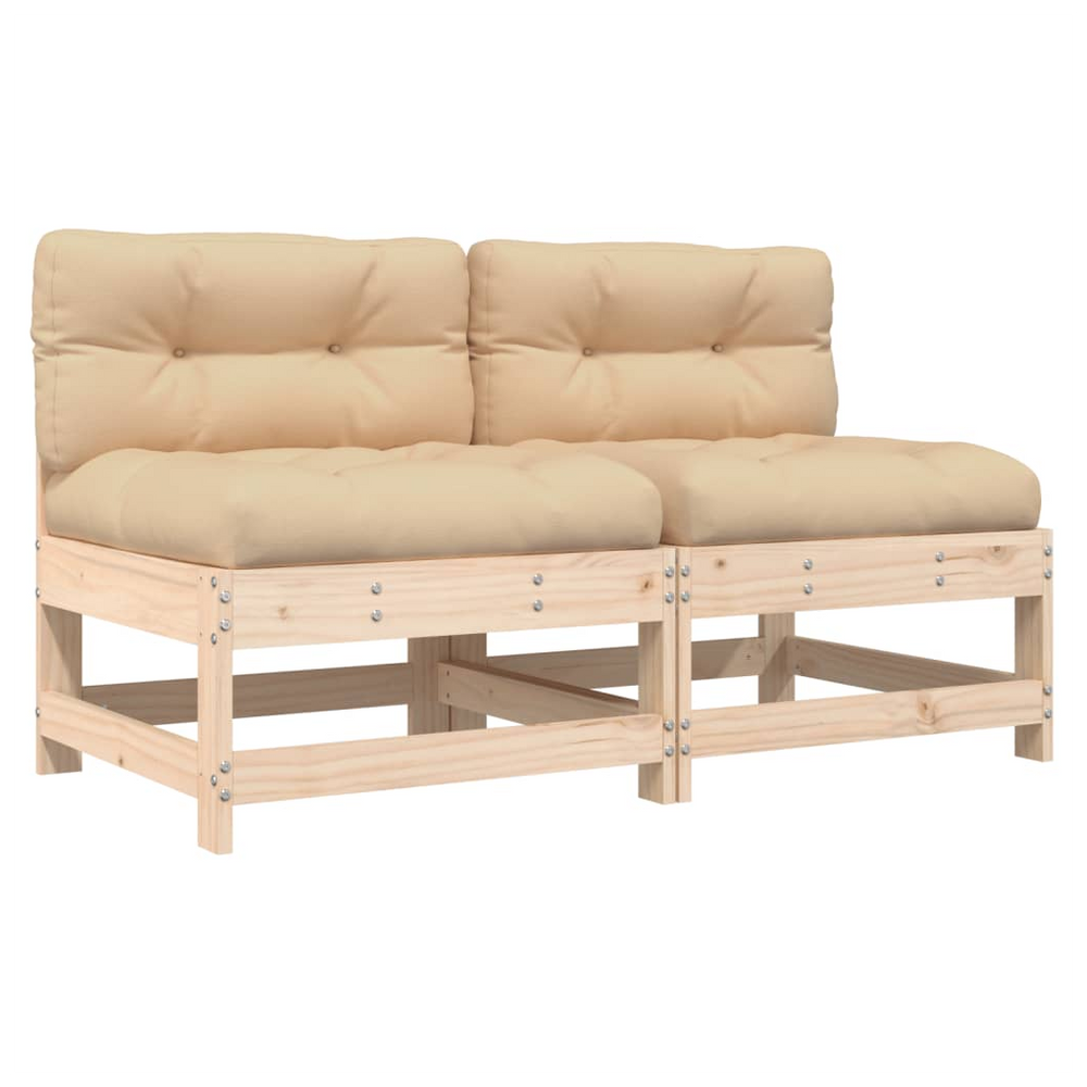 vidaXL Middle Sofas with Cushions 2 pcs Solid Wood Pine - anydaydirect