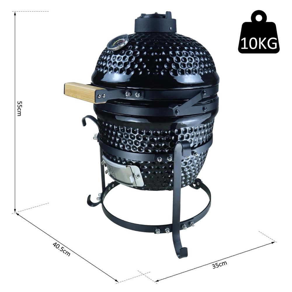 Cast Iron Ceramic Kamado Charcoal BBQ Oven Black - anydaydirect