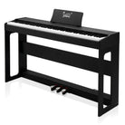 Glarry GDP-104 88 Keys Full Weighted Keyboards Digital Piano with Furniture Stand, Power Adapter, Triple Pedals, Headphone, for All Experience Levels Black - anydaydirect