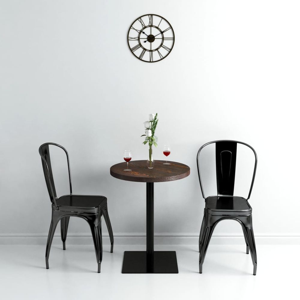 Bistro Table MDF and Steel Round 60x75 cm Dark Ash - anydaydirect