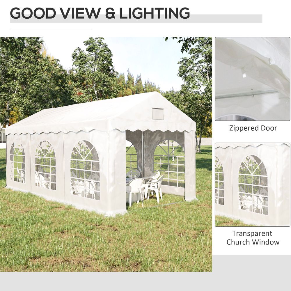 6x3m Gazebo Canopy PE Party Tent with 4 Removable Side Walls White - anydaydirect