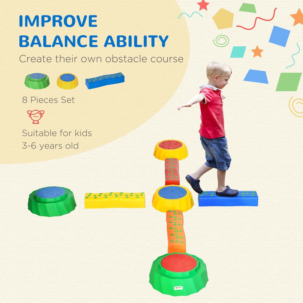 Eight-Piece Kids Stepping Stones Non-Slip Surface & Bottom, for Kids Outsunny - anydaydirect