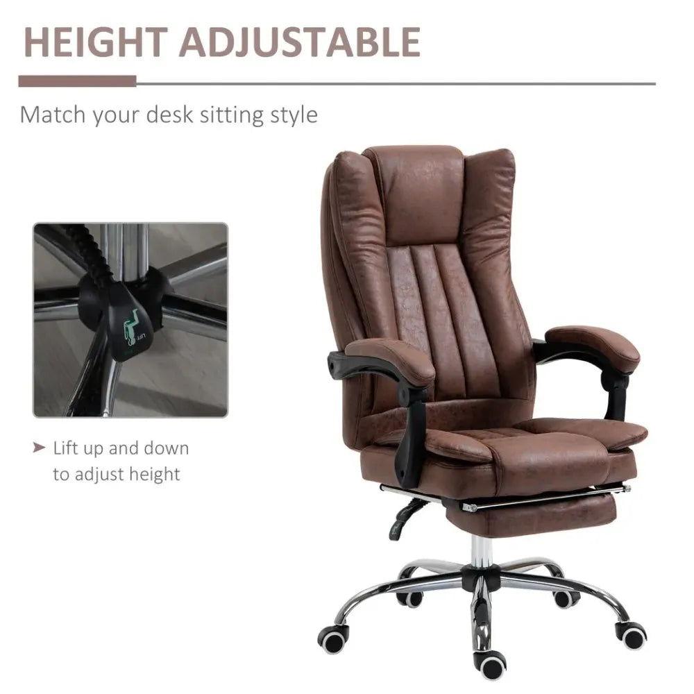 Executive Office Chair Computer Swivel Chair for Home with Arm, Footrest, Brown - anydaydirect