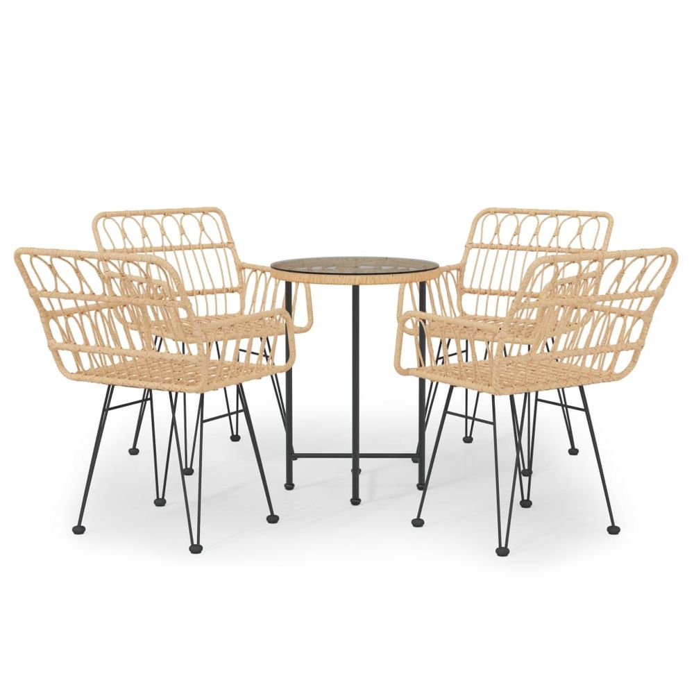 5 Piece Garden Dining Set Poly Rattan - anydaydirect