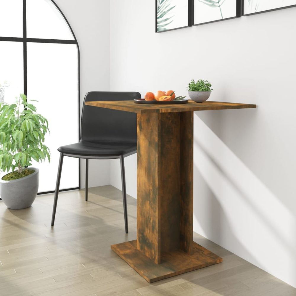 Bistro Table Smoked Oak 60x60x75 cm Engineered Wood - anydaydirect