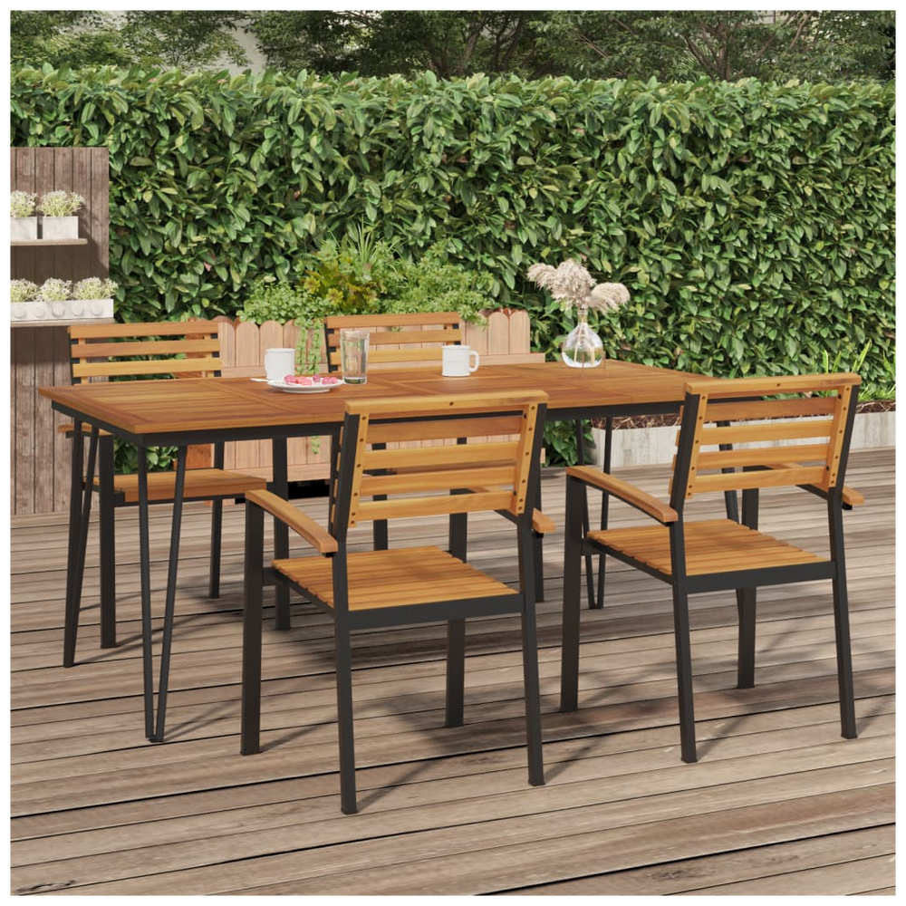 Garden Table with Hairpin Legs 180x90x75 cm Solid Wood Acacia - anydaydirect