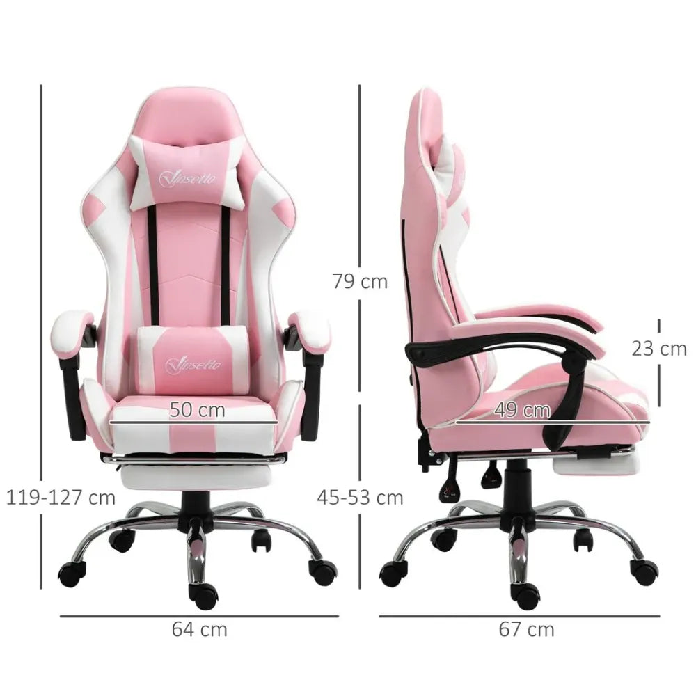 Racing Gaming Chair w/ Lumbar Support, Home Office Desk Gamer Recliner, Pink - anydaydirect