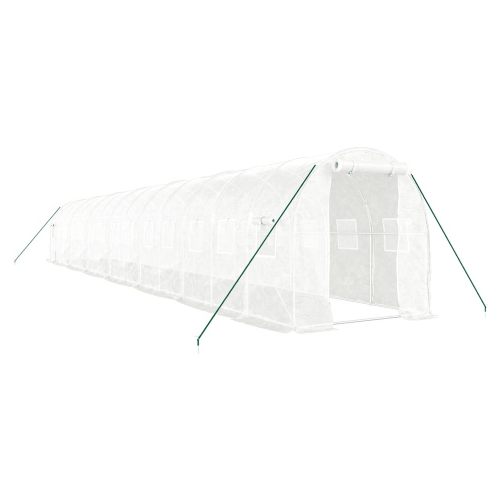 vidaXL Greenhouse with Steel Frame White 28 m² 14x2x2 m - anydaydirect