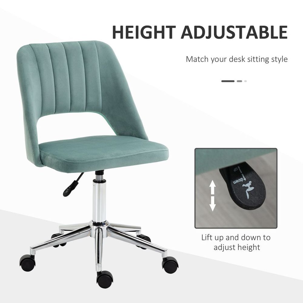 Swivel Office Chair Velvet Fabric Scallop Shape Computer Desk Chair Green - anydaydirect