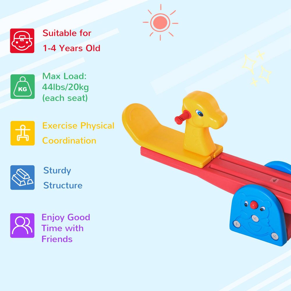 Kids Seesaw Safe Teeter Totter 2 Seats with Easy-Grip Handles - anydaydirect