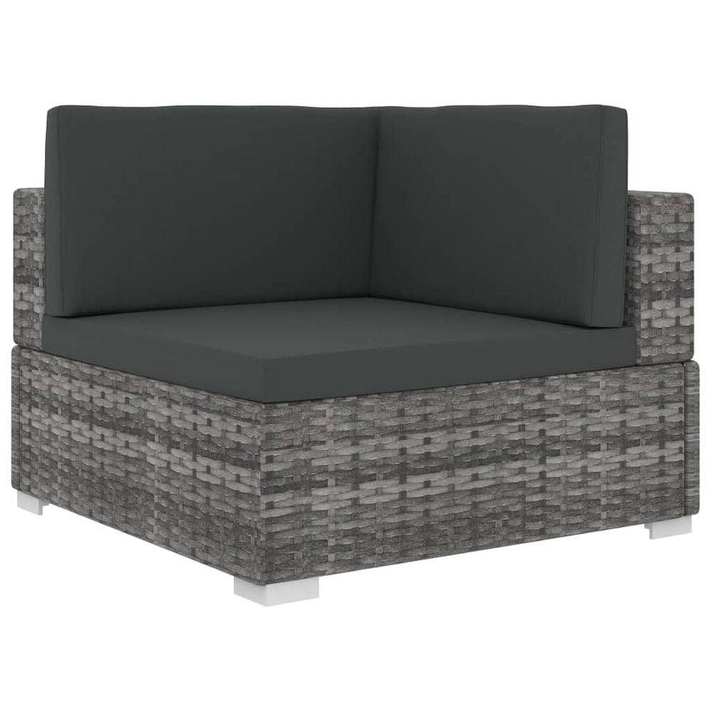 6 Piece Garden Lounge Set with Cushions Poly Rattan Grey - anydaydirect