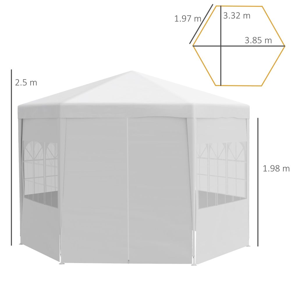 3.4m Gazebo Canopy Party Tent with 6 Removable Side Walls, White - anydaydirect