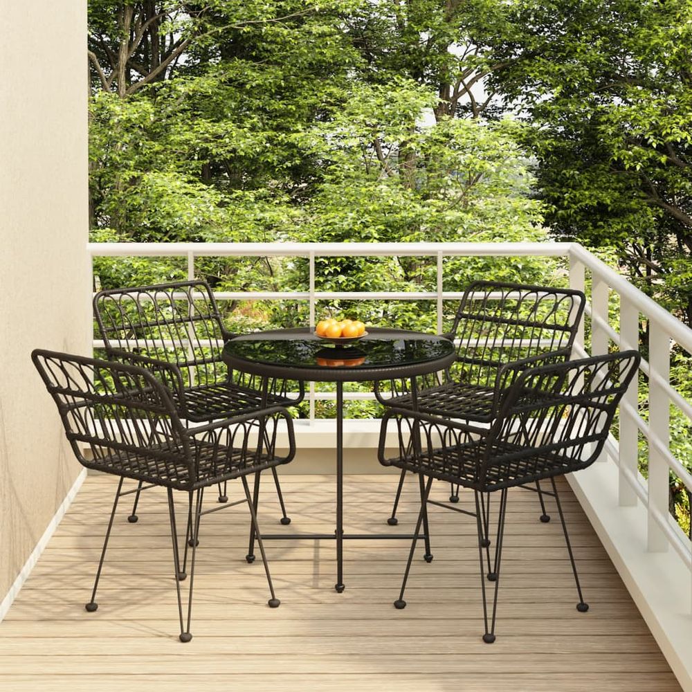 5 Piece Garden Dining Set Poly Rattan - anydaydirect