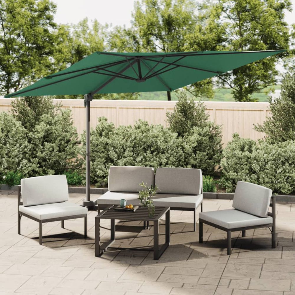 LED Cantilever Umbrella Green 400x300 cm - anydaydirect