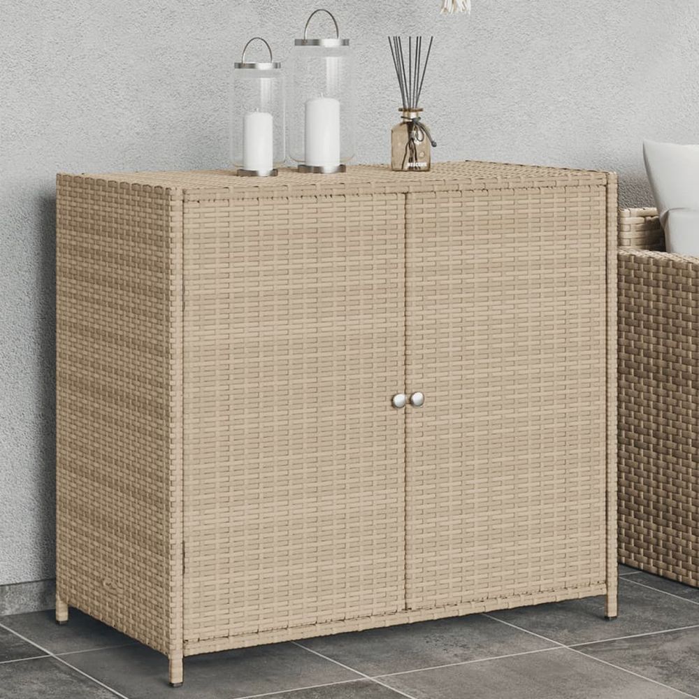 vidaXL Garden Storage Cabinet Beige 83x45x76 cm Poly Rattan - anydaydirect