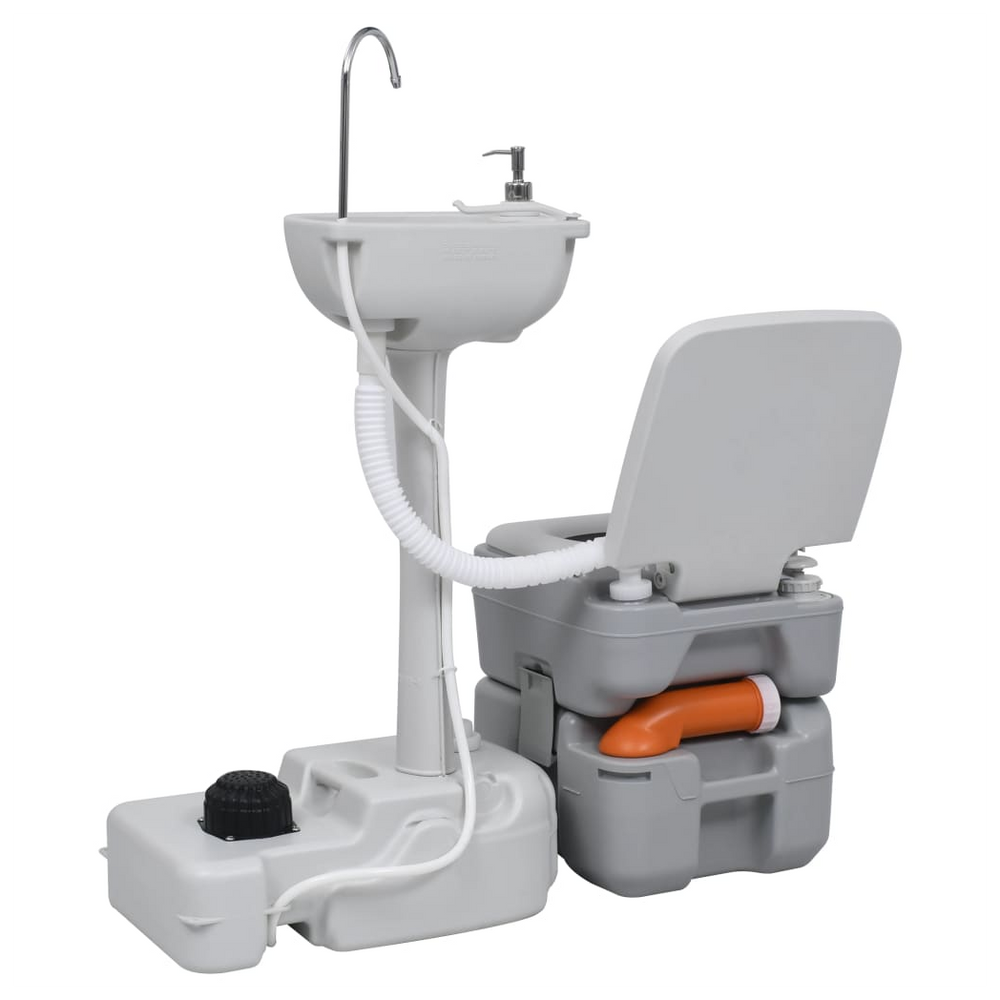 Portable Camping Toilet and Handwash Stand Set with Water Tank - anydaydirect