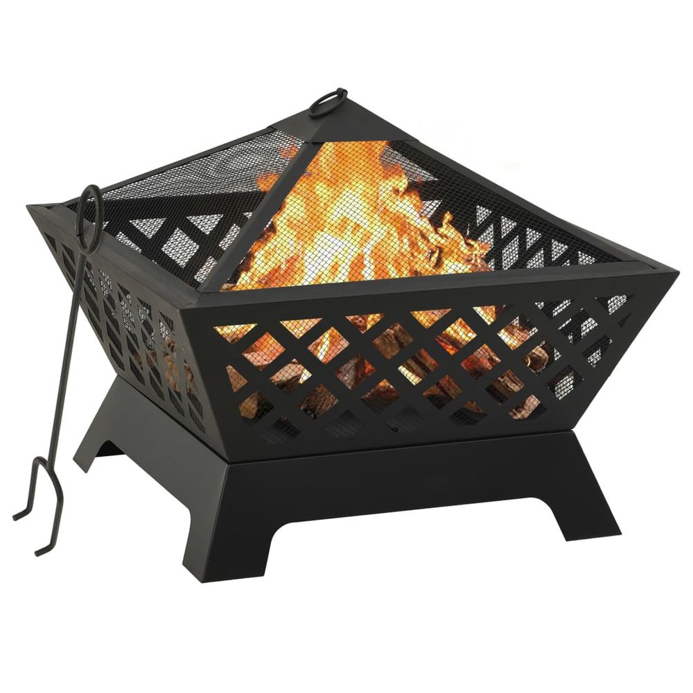 Fire Pit with Poker 64 cm XXL Steel - anydaydirect