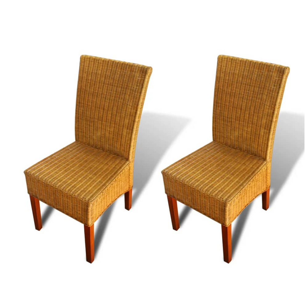 vidaXL Dining Chairs 4 pcs Brown Natural Rattan - anydaydirect