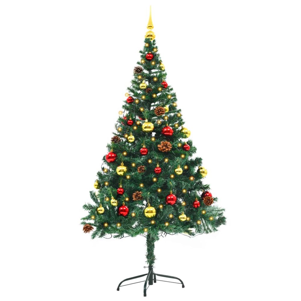 Artificial Christmas Tree with Baubles and LEDs Green 150 cm to 210 cm - anydaydirect