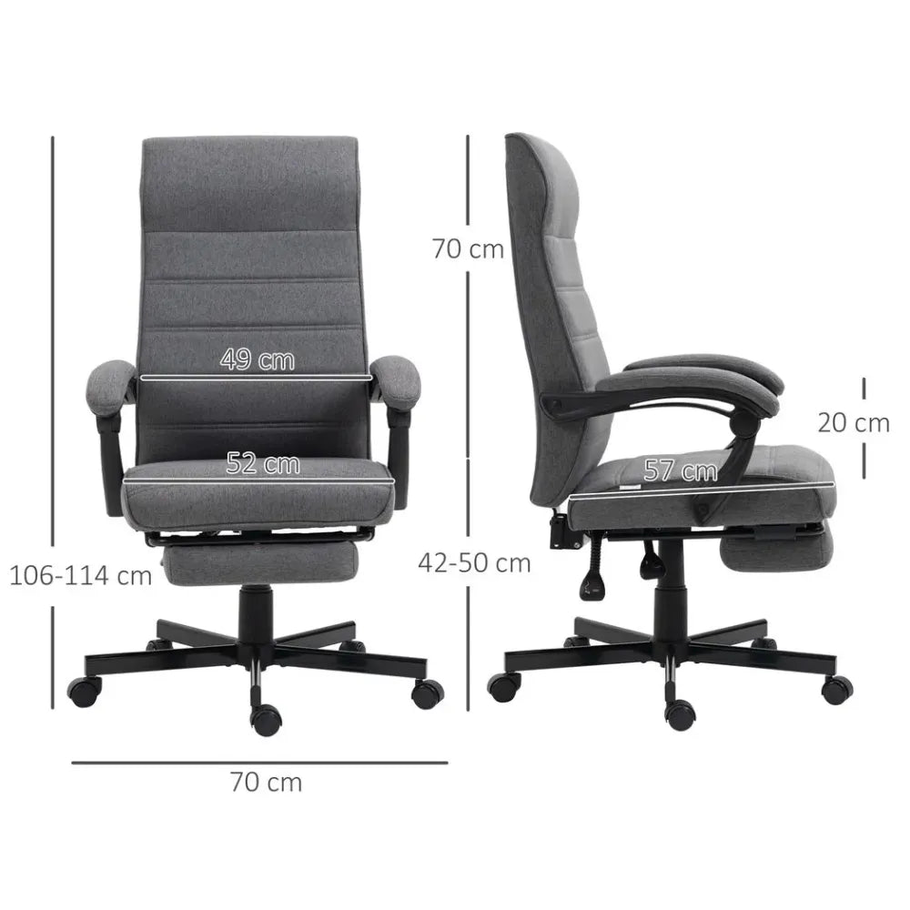 Home Office Chair High-Back Reclining Chair for Bedroom Study Living Room Grey - anydaydirect