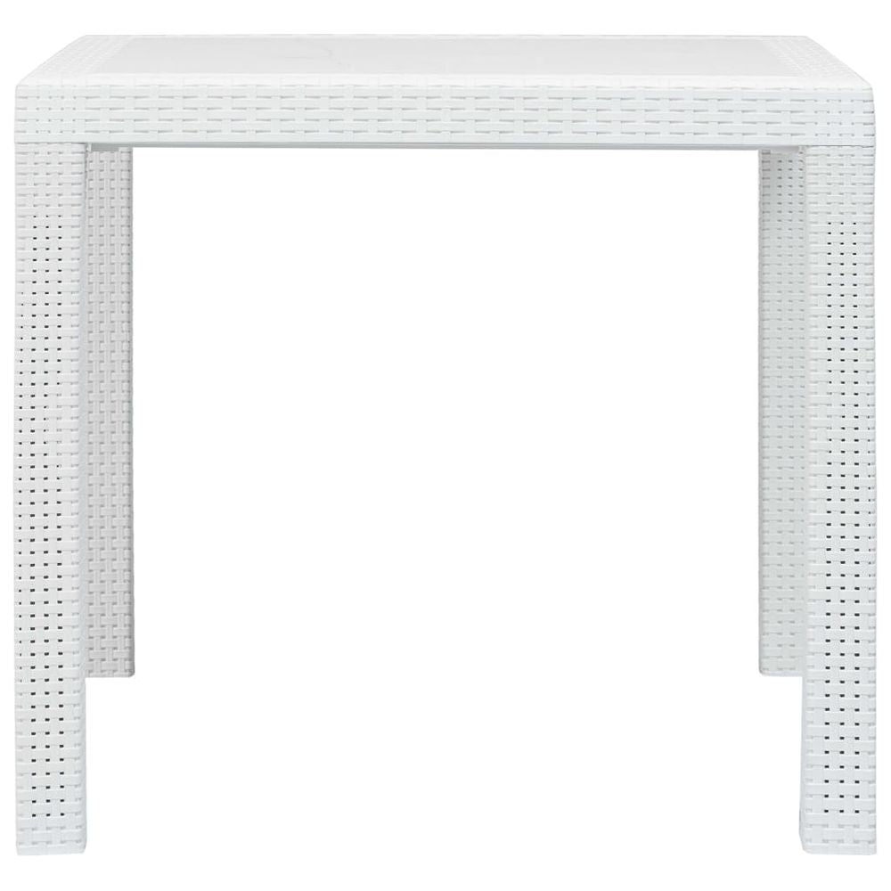 Garden Table White 79x79x72 cm Plastic Rattan Look - anydaydirect