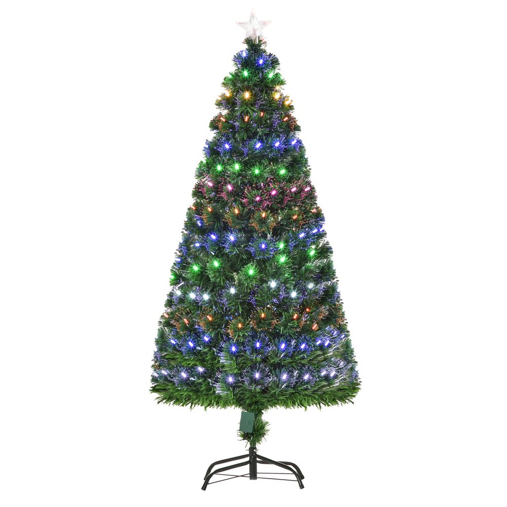 5FT Pre-Lit Artificial Christmas Tree Lights Star Topper Metal Base - anydaydirect