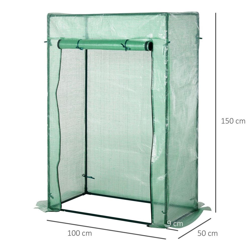 100 x 50 x 150cm Greenhouse w/ Zipper Roll-up Door Outdoor Green - anydaydirect