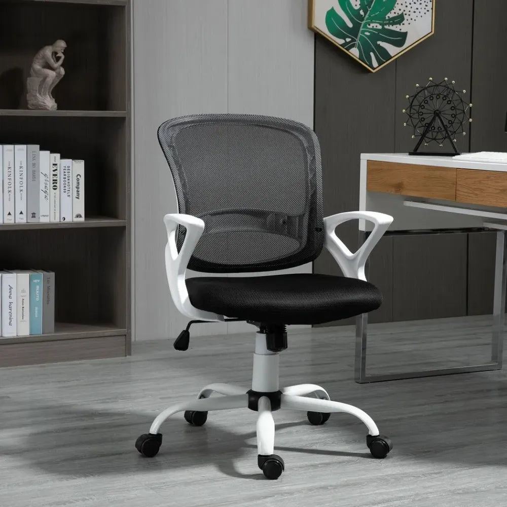 Mesh Home Office Chair Swivel Desk Task PC Chair w/ Lumbar Support, Arm, Black - anydaydirect