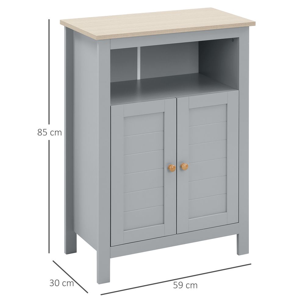 kleankin Bathroom Floor Storage Cabinet Standing Unit  Doors Adjustable Shelf - anydaydirect