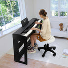 Glarry GDP-104 88 Keys Full Weighted Keyboards Digital Piano with Furniture Stand, Power Adapter, Triple Pedals, Headphone, for All Experience Levels Black - anydaydirect