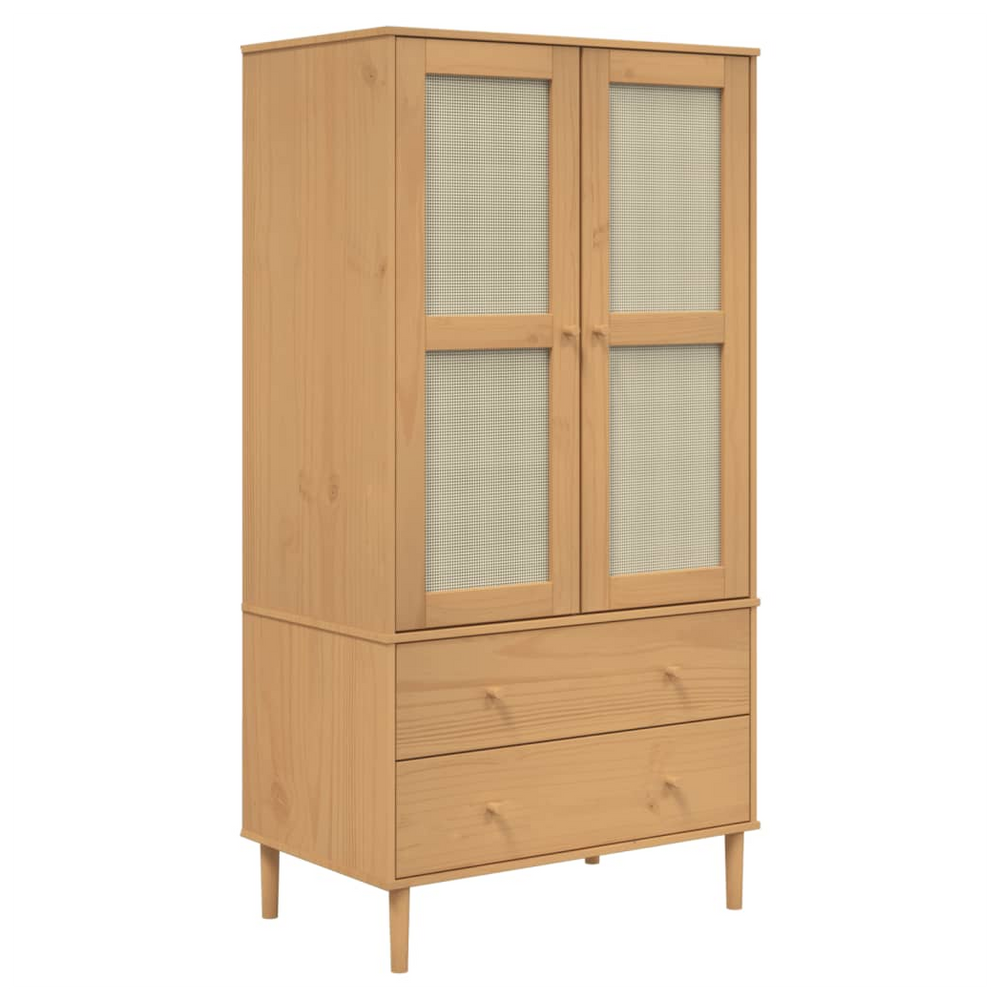 vidaXL Wardrobe SENJA Rattan Look Brown 90x55x175 cm Solid Wood Pine - anydaydirect