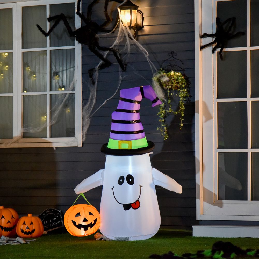 1.2m Witch Ghost Halloween Inflatable LED Pumpkin Lantern  Weather-Resistant - anydaydirect