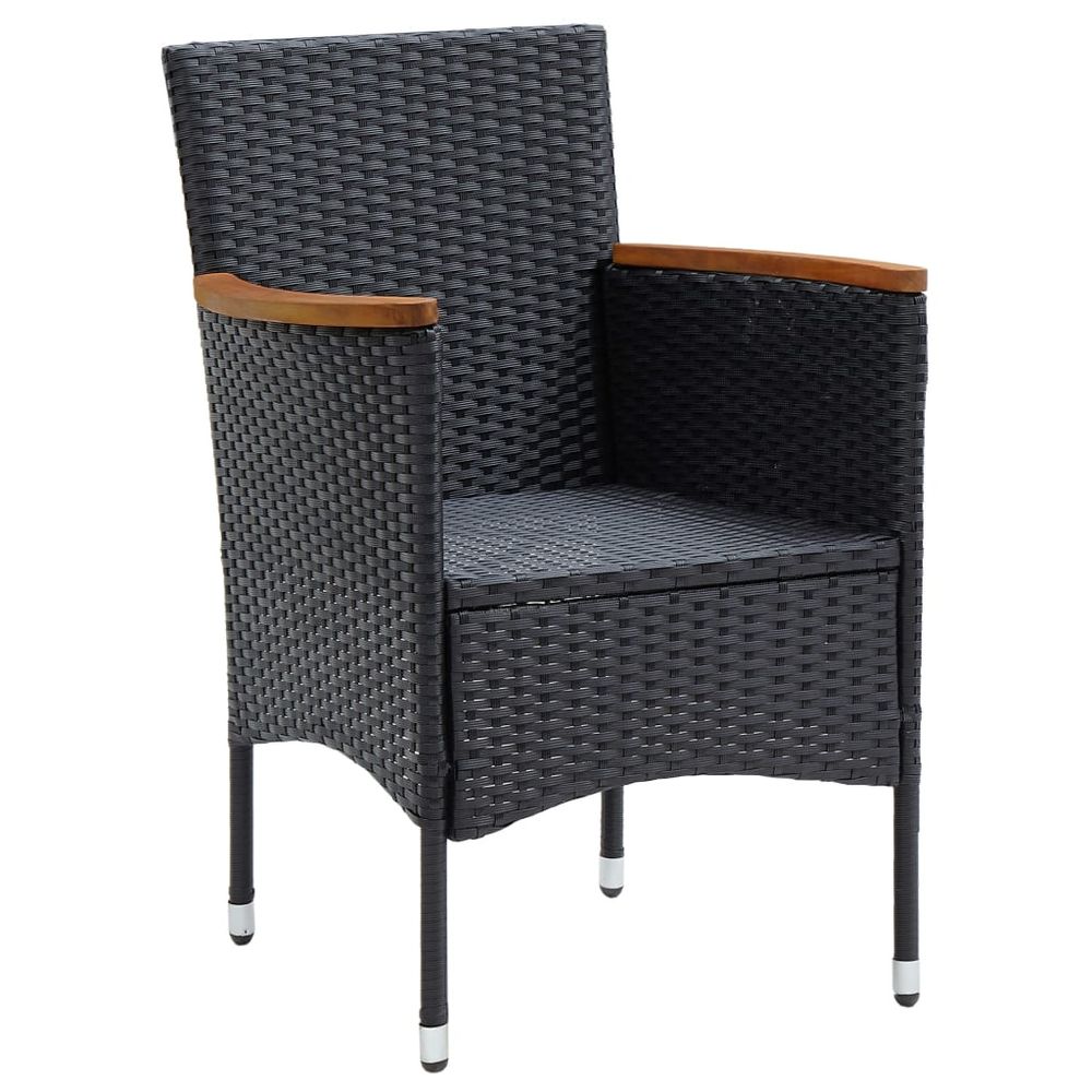 Garden Dining Chairs 4 pcs Poly Rattan Black - anydaydirect