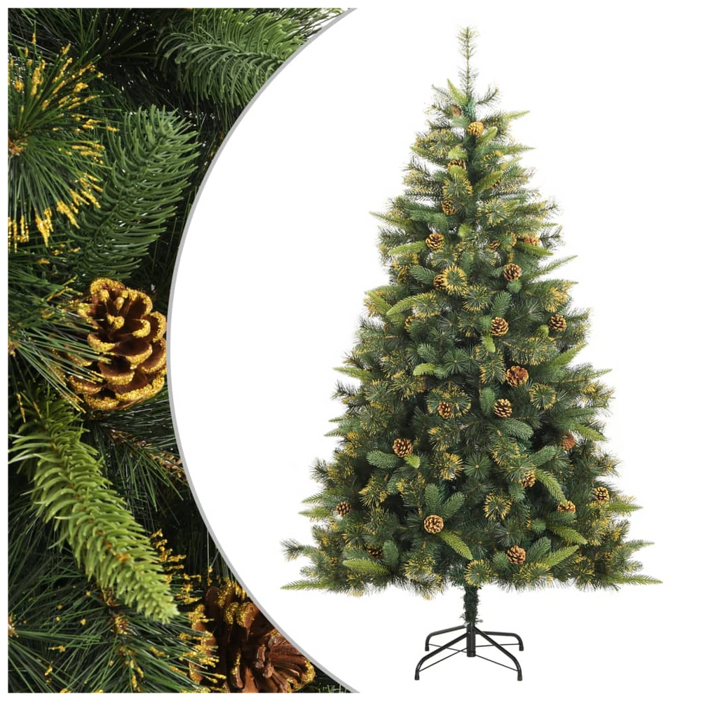 vidaXL Artificial Hinged Christmas Tree with Cones 210 cm - anydaydirect