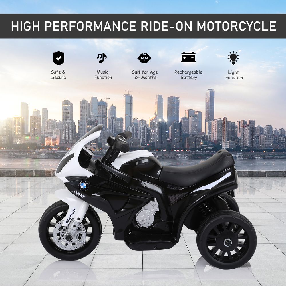 Electric Kids Ride on Motorcycle BMW Liscensed Headlights Music Black - anydaydirect