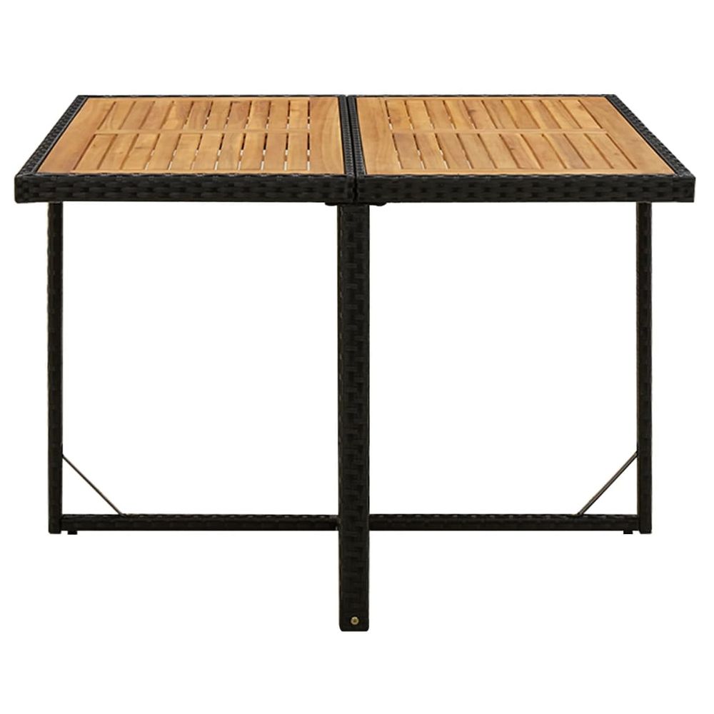 Garden Table Black 109x107x74 cm Poly Rattan&Solid Wood Acacia - anydaydirect