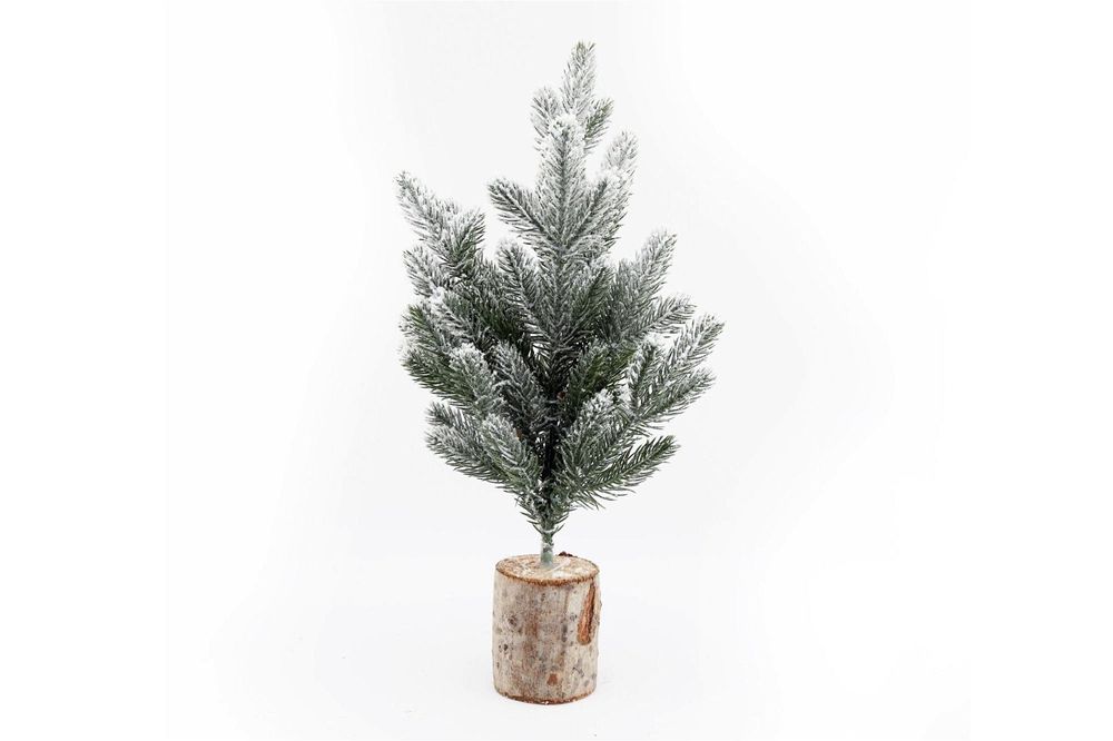 Small Frosted Christmas Tree In Log 43cm - anydaydirect
