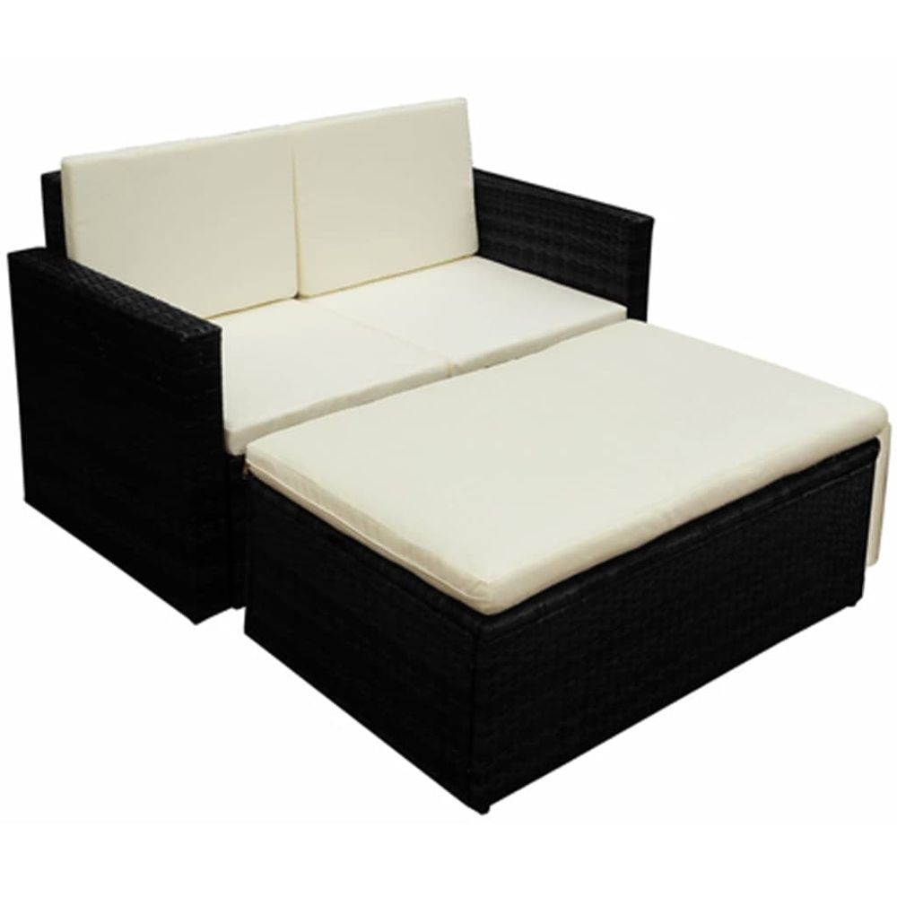 vidaXL 2 Piece Garden Lounge Set with Cushions Poly Rattan Brown - anydaydirect