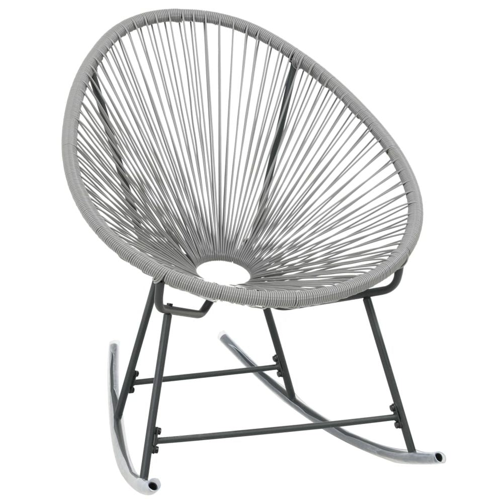 Outdoor Rocking Moon Chair Grey Poly Rattan - anydaydirect