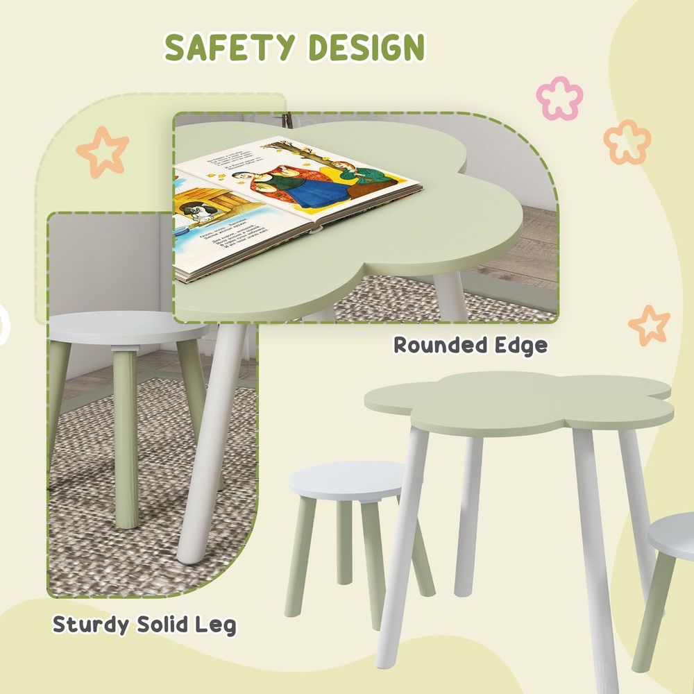 ZONEKIZ Kids Table and Chair Set, Flower Design, for Ages 2-5 Years - Yellow - anydaydirect