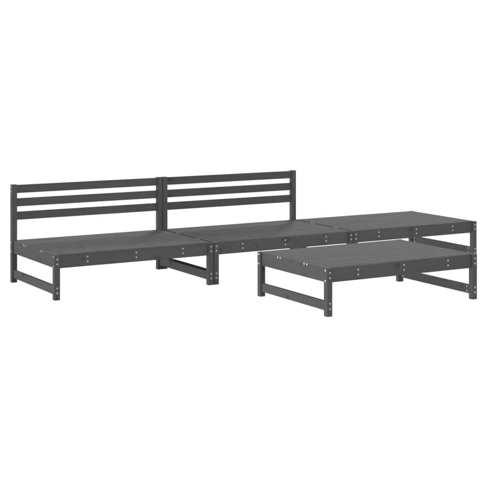 vidaXL 4 Piece Garden Lounge Set Grey Solid Wood Pine - anydaydirect