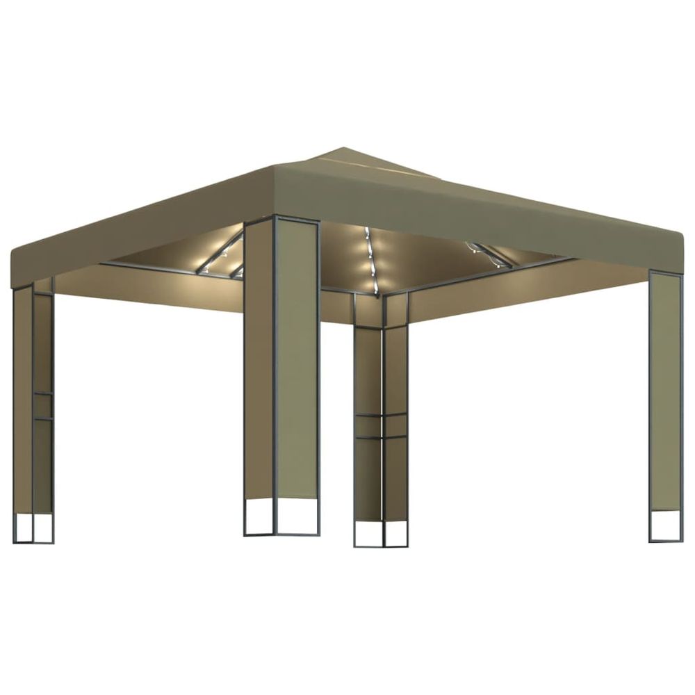 Gazebo Tent with Double Roof & LED String Lights 3x3 m - anydaydirect